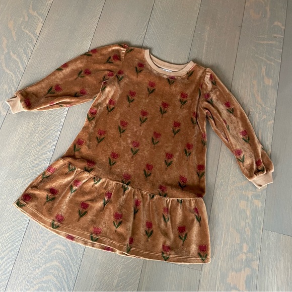 EMILE ET IDA Velour Tulip Dress | Caramel size 6A - Picture 2 of 8